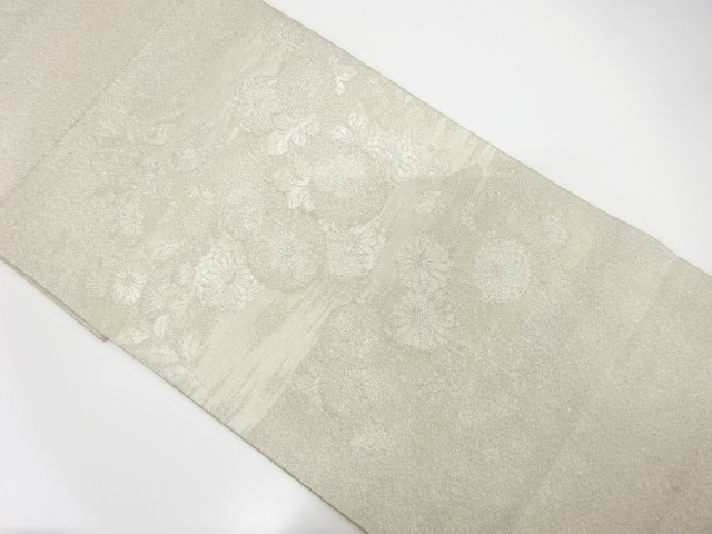 JAPANESE KIMONO / ANTIQUE FUKURO OBI / SILK / TSUZURE / WOVEN KIKU & MIST